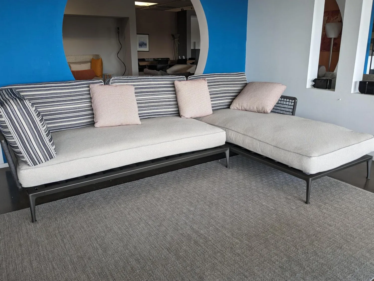 B&B Italia Ecksofas|Ecksofa Ribes Outdoor Stoff Elisir Nature mit 7 Kissen