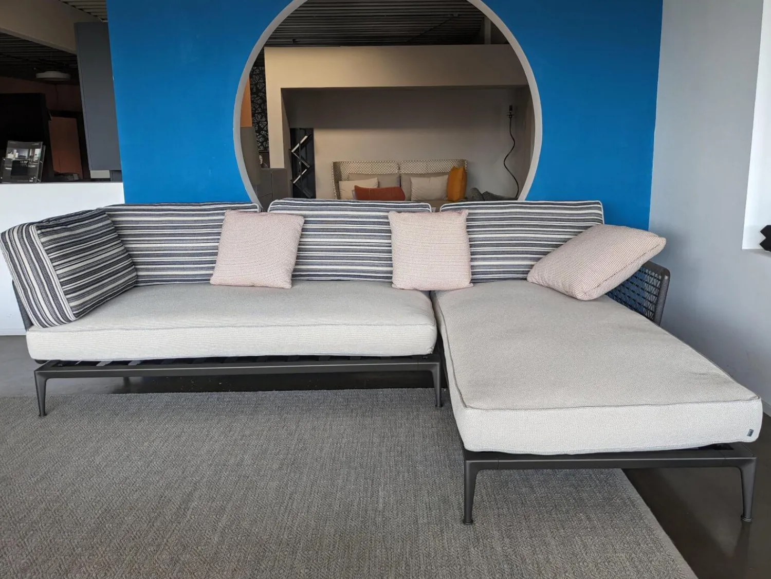 B&B Italia Ecksofas|Ecksofa Ribes Outdoor Stoff Elisir Nature mit 7 Kissen