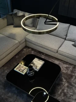 B&B Italia Ecksofas|Ecksofa Richard Stoff Lieso Pied De Poule Graun Und 315 Braun Profil Stoff Ballano Schiefer Füße Metall Schwarz Verchromt Und Lackiert Inklusive 3 Rückenkissen