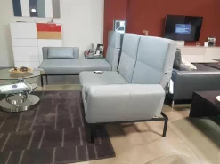 Brühl Ecksofas|Ecksofa Roro Leder Taron Grau Mit Andocktisch Nussbaum Geölt