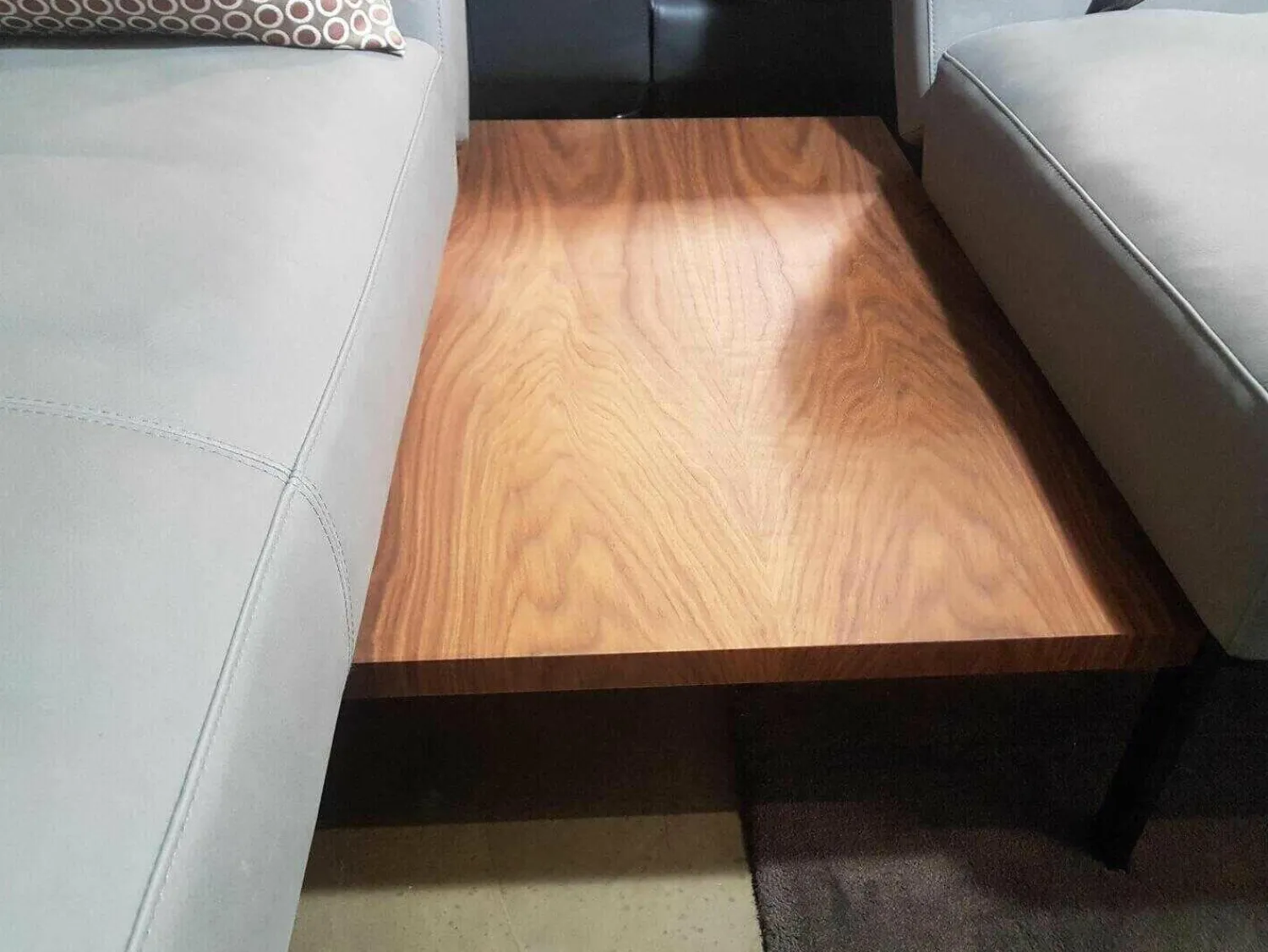 Brühl Ecksofas|Ecksofa Roro Leder Taron Grau Mit Andocktisch Nussbaum Geölt