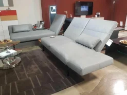 Brühl Ecksofas|Ecksofa Roro Leder Taron Grau Mit Andocktisch Nussbaum Geölt