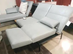 Brühl Ecksofas|Ecksofa Roro Leder Taron Grau Mit Andocktisch Nussbaum Geölt