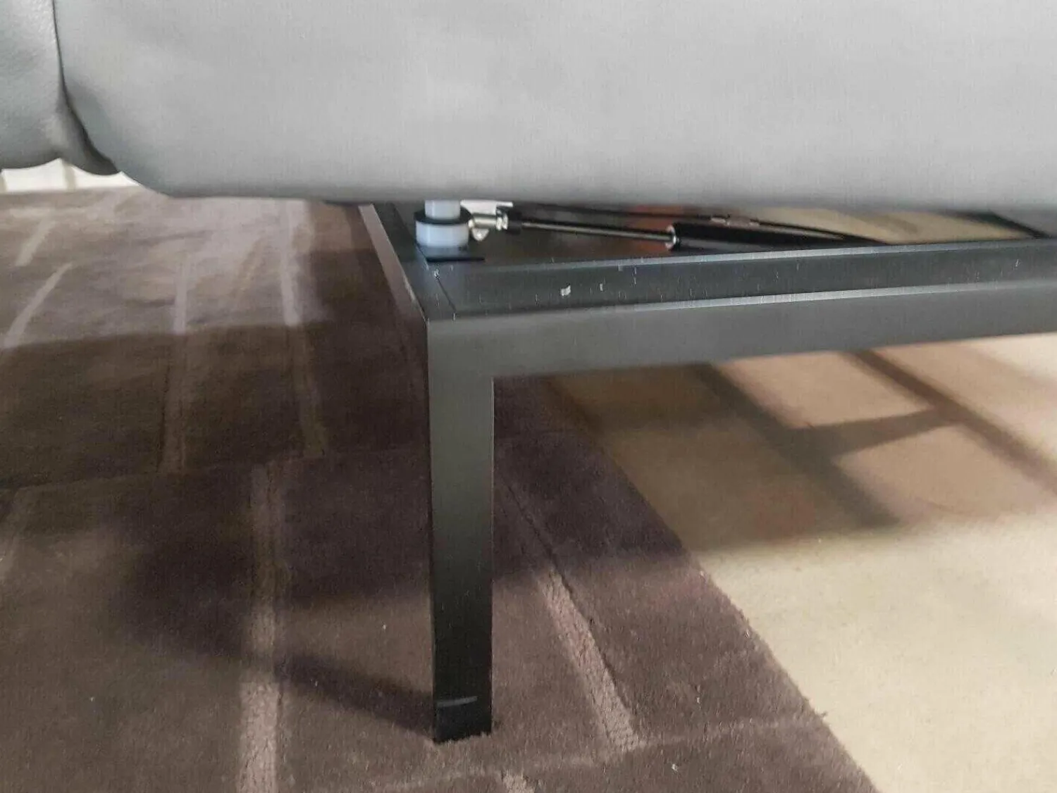 Brühl Ecksofas|Ecksofa Roro Leder Taron Grau Mit Andocktisch Nussbaum Geölt