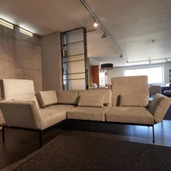 Brühl Ecksofas|Ecksofa Roro Soft Bezug Stoff 2813 0093 Beige Fuß Metall Schwarz mit Funktion