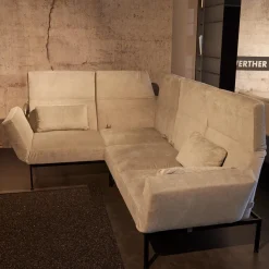 Brühl Ecksofas|Ecksofa Roro Soft Bezug Stoff 2813 0093 Beige Fuß Metall Schwarz mit Funktion