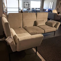 Brühl Ecksofas|Ecksofa Roro Soft Bezug Stoff 2813 0093 Beige Fuß Metall Schwarz mit Funktion