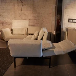 Brühl Ecksofas|Ecksofa Roro Soft Bezug Stoff 2813 0093 Beige Fuß Metall Schwarz mit Funktion