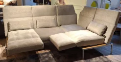 Brühl Ecksofas|Ecksofa Roro Soft Stoff 2813 0093 Hellgrau Füße Lackiert Mit Verstellfunktionen