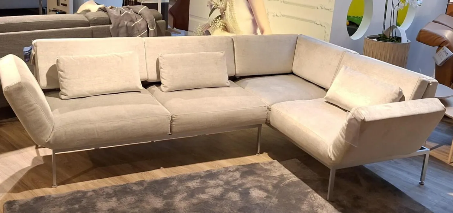 Brühl Ecksofas|Ecksofa Roro Soft Stoff 2813 0093 Hellgrau Füße Lackiert Mit Verstellfunktionen