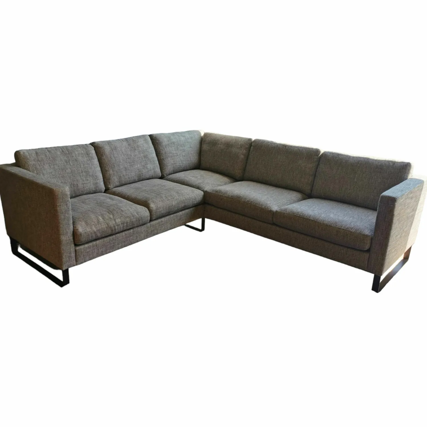 Cramer Polstermanufaktur Ecksofas|Ecksofa Sacco Stoff Carlucci Di Chivasso Beige Grau Meliert Kufen Metall Schwarz Lackiert