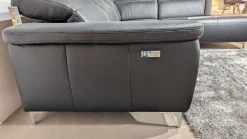 Candy Ecksofas|Ecksofa Sacramento Dickleder Torero Nero Schwarz Gestell Metall Füße Metall Chrom