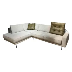 Global Ecksofas|Ecksofa Samara Stoff Stoff XBO Creme Füße Schwarz ohne Dekokissen