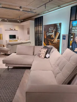 Global Ecksofas|Ecksofa Samara Stoff S-XBO29/05 White Grey Grau Füße Metall Schwarz