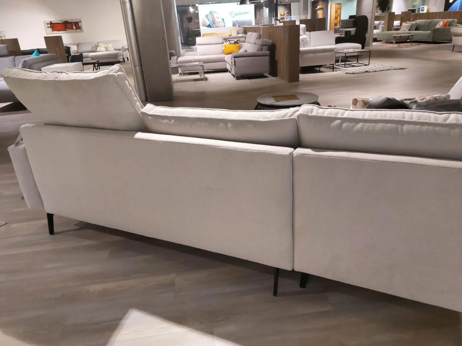 Global Ecksofas|Ecksofa Samara Stoff S-XBO29/05 White Grey Grau Füße Metall Schwarz