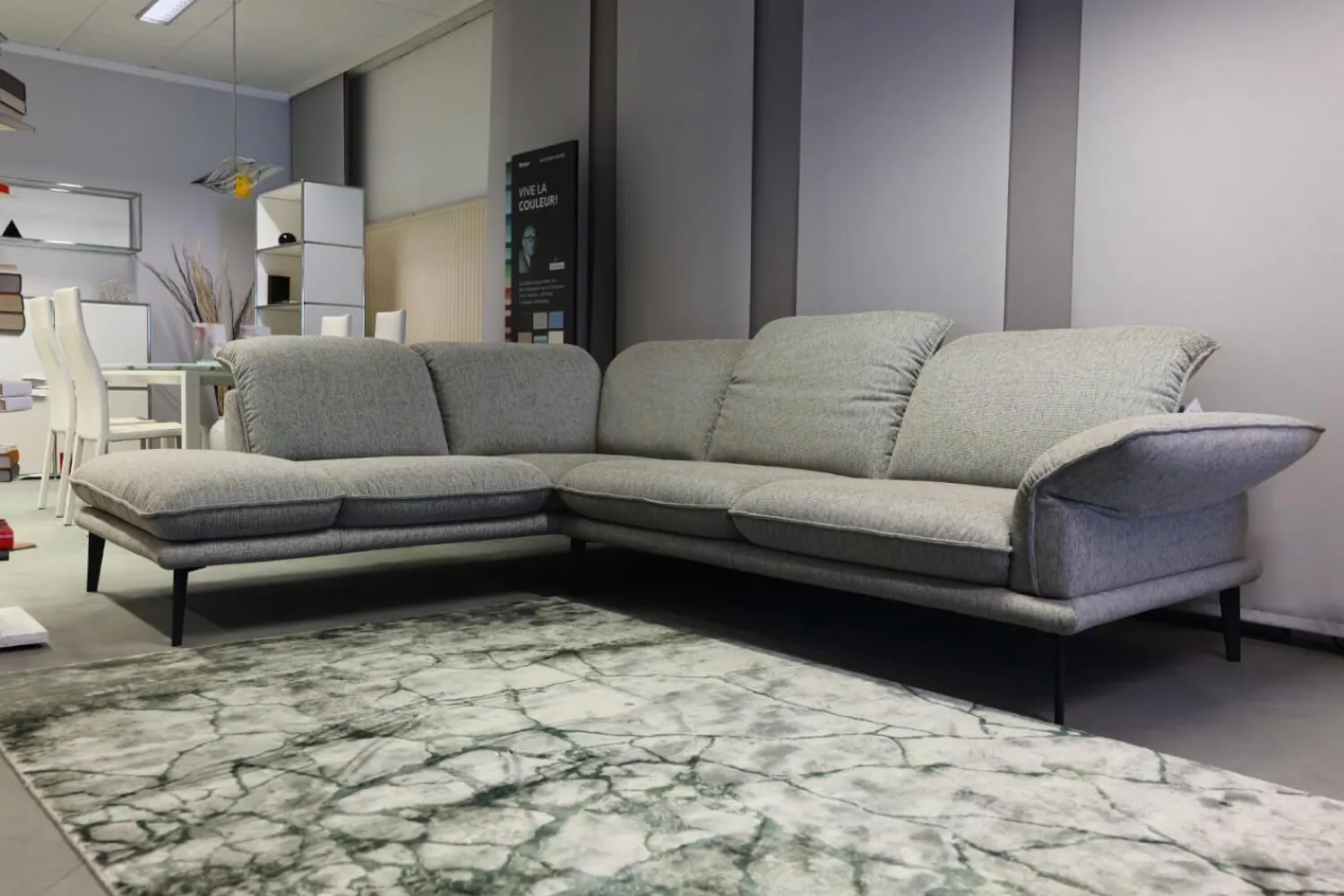 W. Schillig Ecksofas|Ecksofa Sherry Stoff W60 21 Silver Grau Fuß Metall FP6 M95 Anthrazit Mit Kopfstützenverstellung