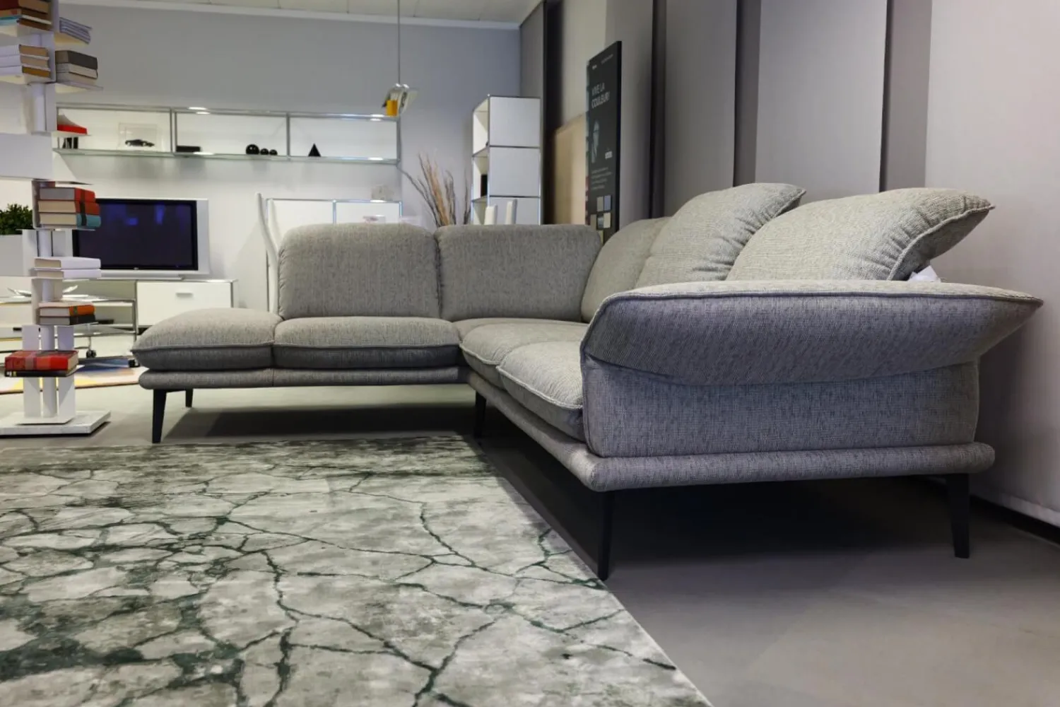 W. Schillig Ecksofas|Ecksofa Sherry Stoff W60 21 Silver Grau Fuß Metall FP6 M95 Anthrazit Mit Kopfstützenverstellung