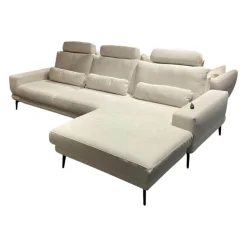 set one by Musterring Ecksofas|Ecksofa SO 3600 Stoff Calido Natur SG2 Metallfuß Schwarz mit Kissen und Sitztiefenverstellung