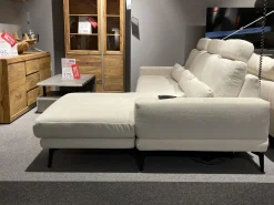 set one by Musterring Ecksofas|Ecksofa SO 3600 Stoff Calido Natur SG2 Metallfuß Schwarz mit Kissen und Sitztiefenverstellung