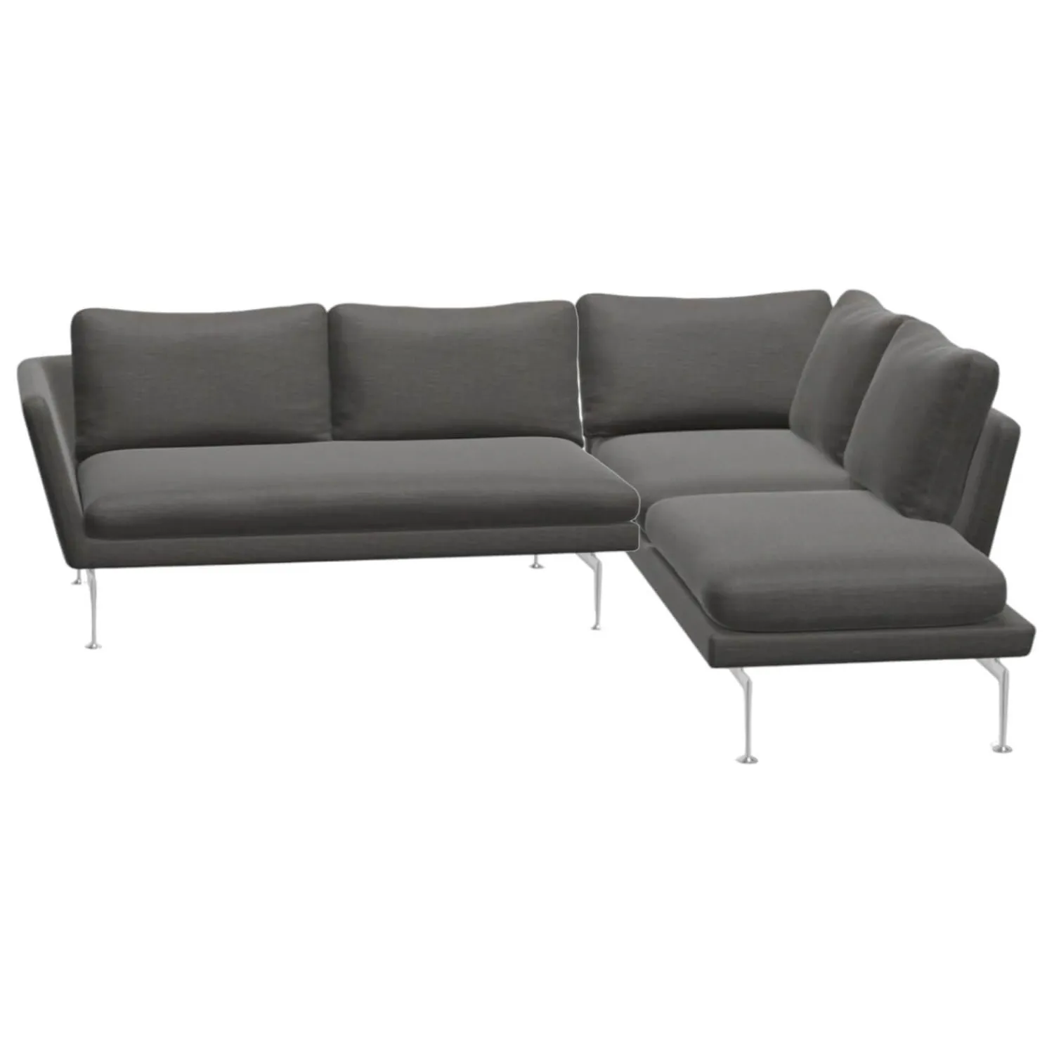 Vitra Ecksofas|Ecksofa Sofa Stoff Corsaro Graphit Melange Grau mit 6 Kissen