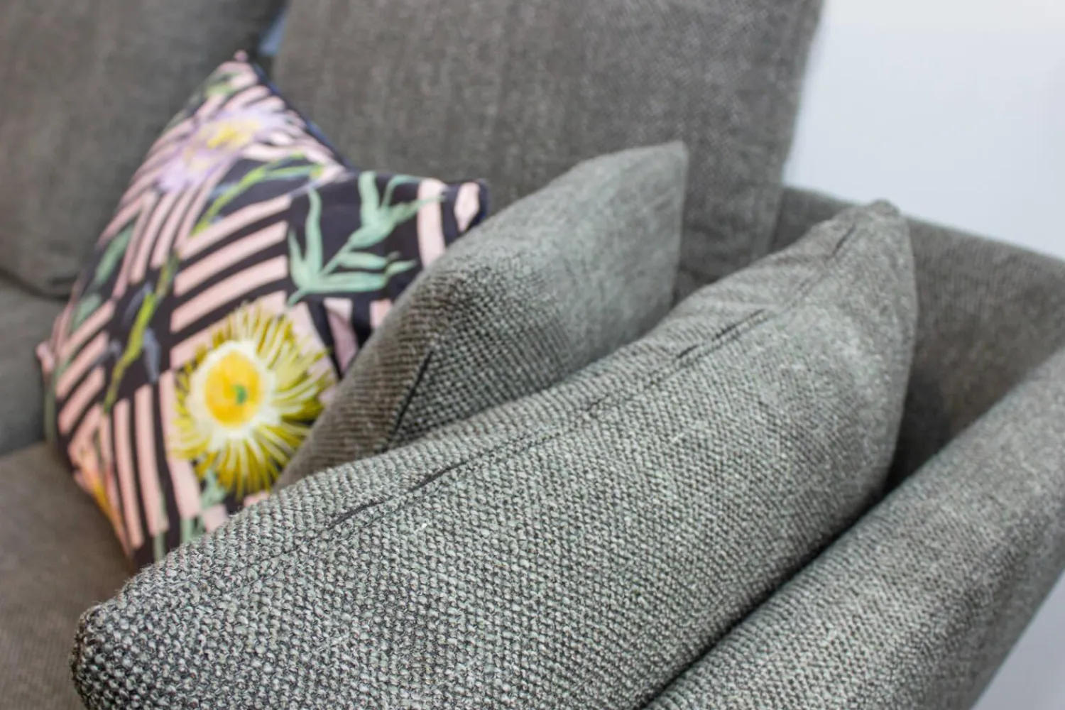 Vitra Ecksofas|Ecksofa Sofa Stoff Corsaro Graphit Melange Grau mit 6 Kissen