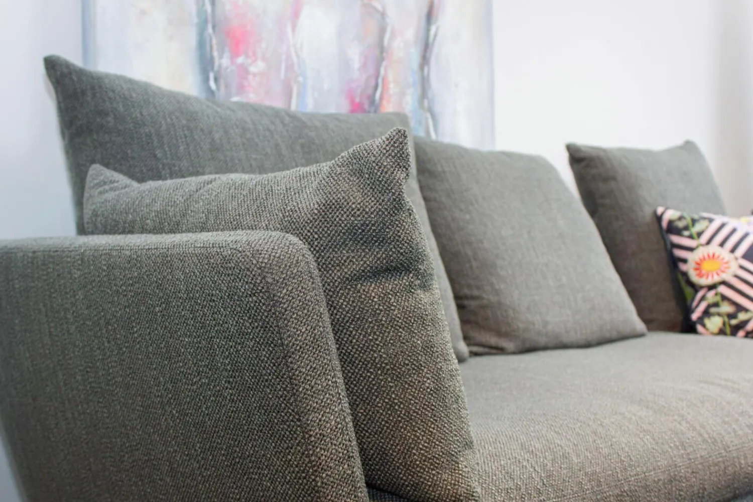 Vitra Ecksofas|Ecksofa Sofa Stoff Corsaro Graphit Melange Grau mit 6 Kissen