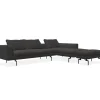 COR Ecksofas|Ecksofa Sofagruppe Mell Lounge Stoff 9206 Braungrau Füße Schwarz mit Hocker