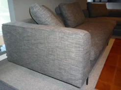 COR Ecksofas|Ecksofa Sofagruppe Mell Lounge Stoff 9206 Braungrau Füße Schwarz mit Hocker