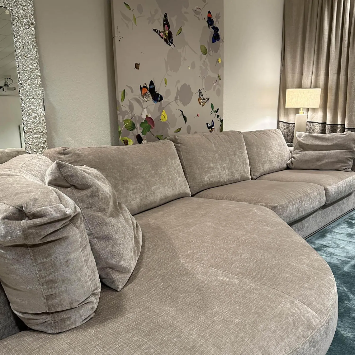 Bielefelder Werkstätten Wohnlandschaften|Ecksofa Sofalandschaft Inspiration Stoff Fame Beigebraun Sockelrahmen Holz