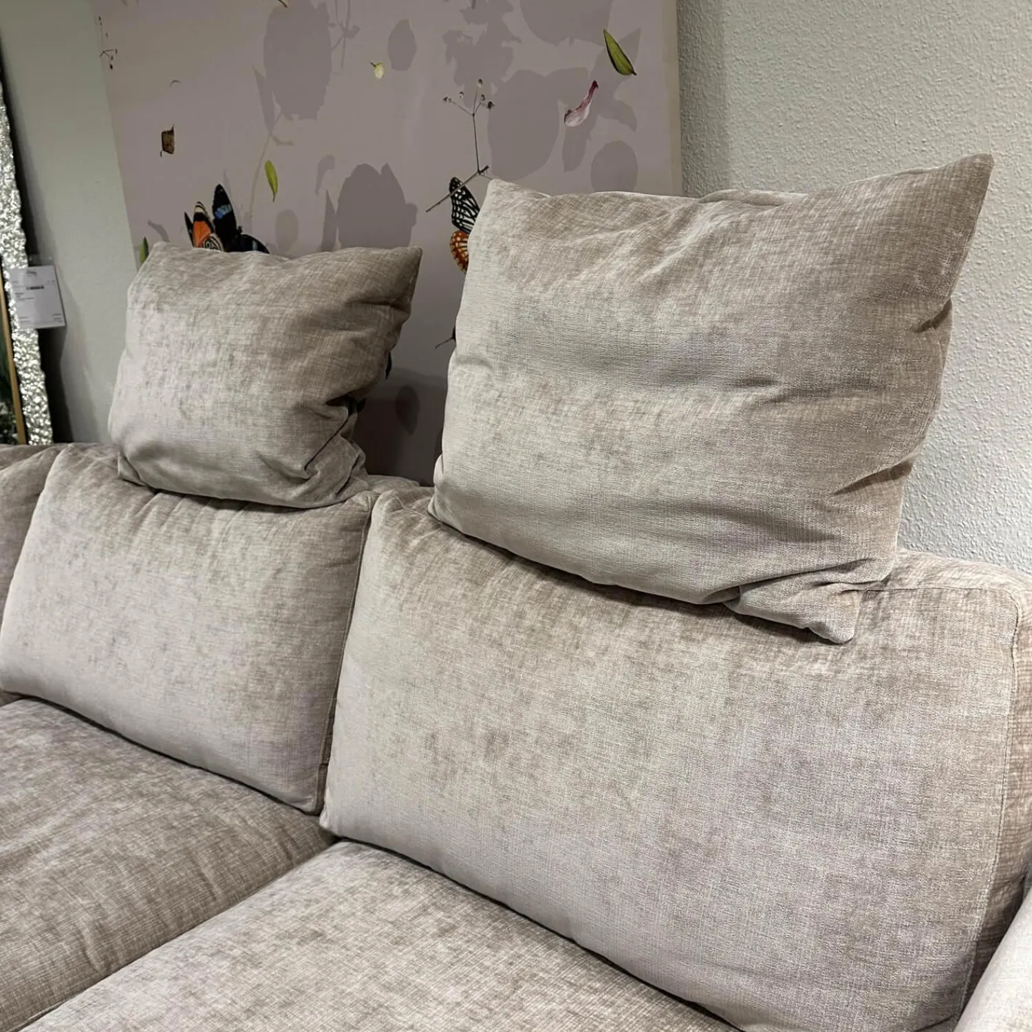 Bielefelder Werkstätten Wohnlandschaften|Ecksofa Sofalandschaft Inspiration Stoff Fame Beigebraun Sockelrahmen Holz
