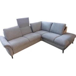 himolla Ecksofas|Ecksofa Spektra 1178 Bezug Stoff 24 Q2 Melang Mare Grau Metallfuß Anthrazit Pulverbeschichtet