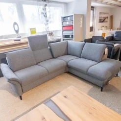 himolla Ecksofas|Ecksofa Spektra 1178 Bezug Stoff 24 Q2 Melang Mare Grau Metallfuß Anthrazit Pulverbeschichtet