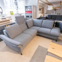 himolla Ecksofas|Ecksofa Spektra 1178 Bezug Stoff 24 Q2 Melang Mare Grau Metallfuß Anthrazit Pulverbeschichtet