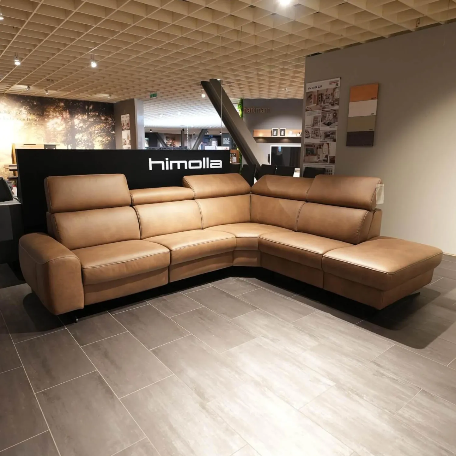 himolla Polstergruppen|Ecksofa Spektra 1180 Leder 24 Wüste Braun Metallkufe Metall Anthrazit Mit Verstellung Und Sessel