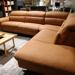 himolla Ecksofas|Ecksofa Spektral 1352 Leder 27 Leonessa Almond Braun Kufe Metall Anthrazit 63