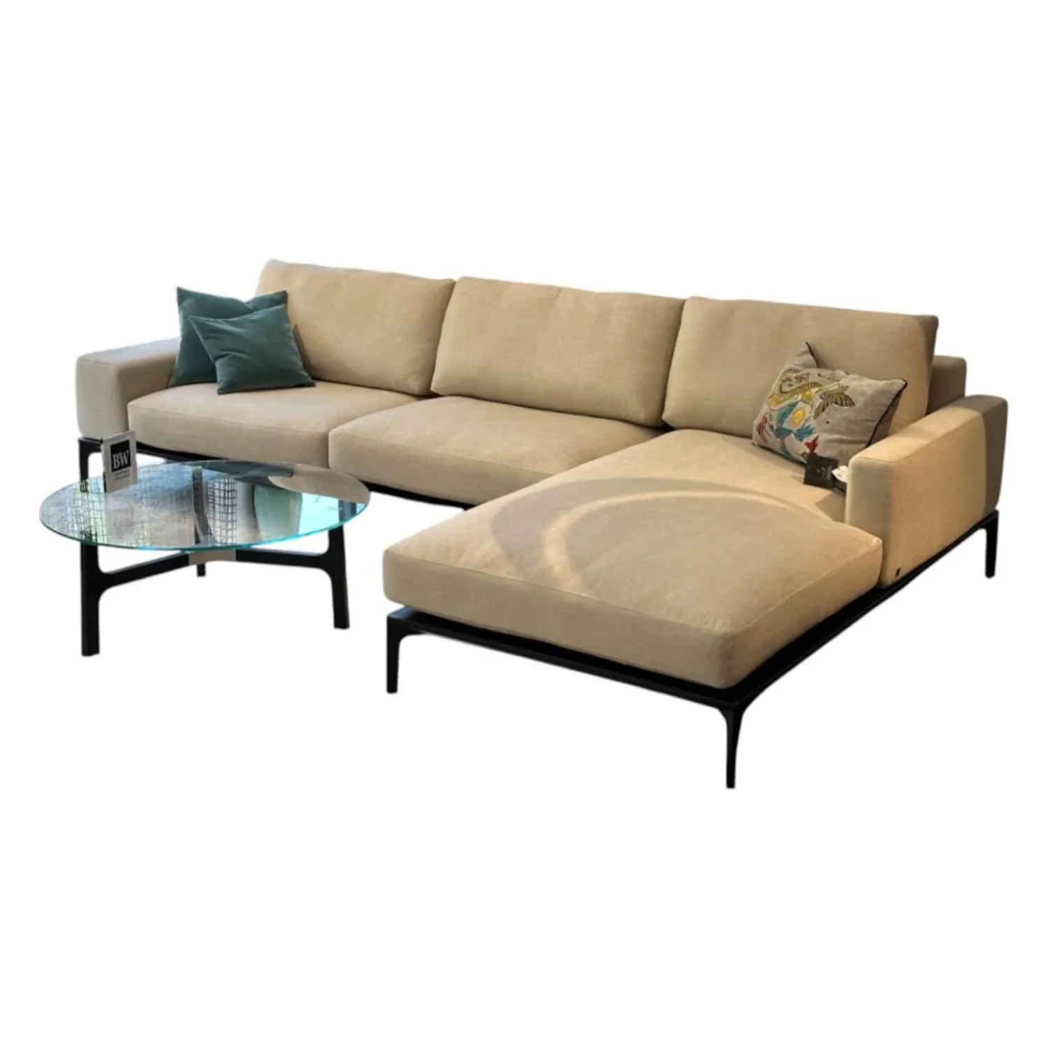 Bielefelder Werkstätten Ecksofas|Ecksofa Spirit Stoff Bonito 9 6007 171 Beige Metallfuß Matt Schwarz Pulverbeschichtet
