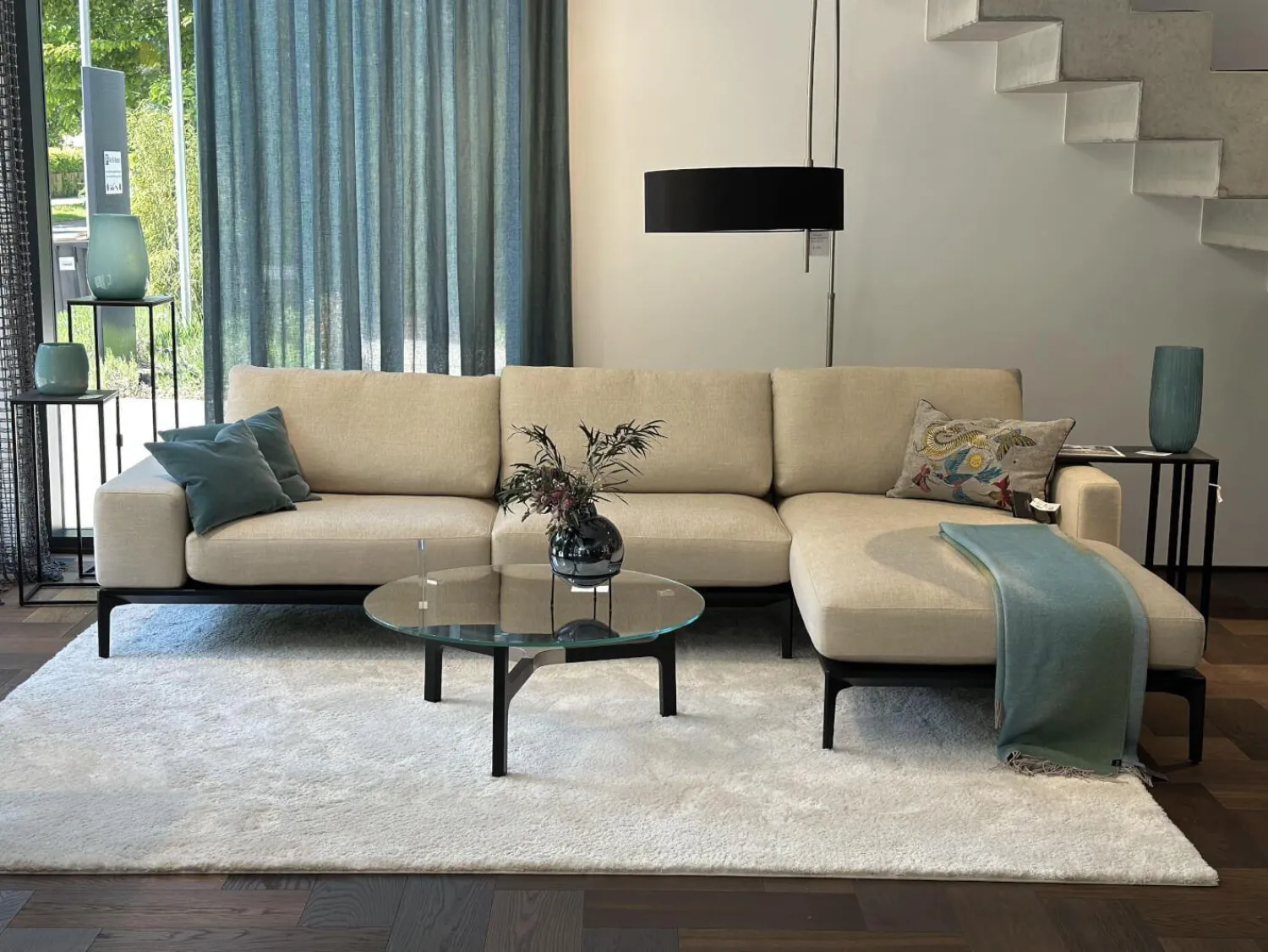 Bielefelder Werkstätten Ecksofas|Ecksofa Spirit Stoff Bonito 9 6007 171 Beige Metallfuß Matt Schwarz Pulverbeschichtet