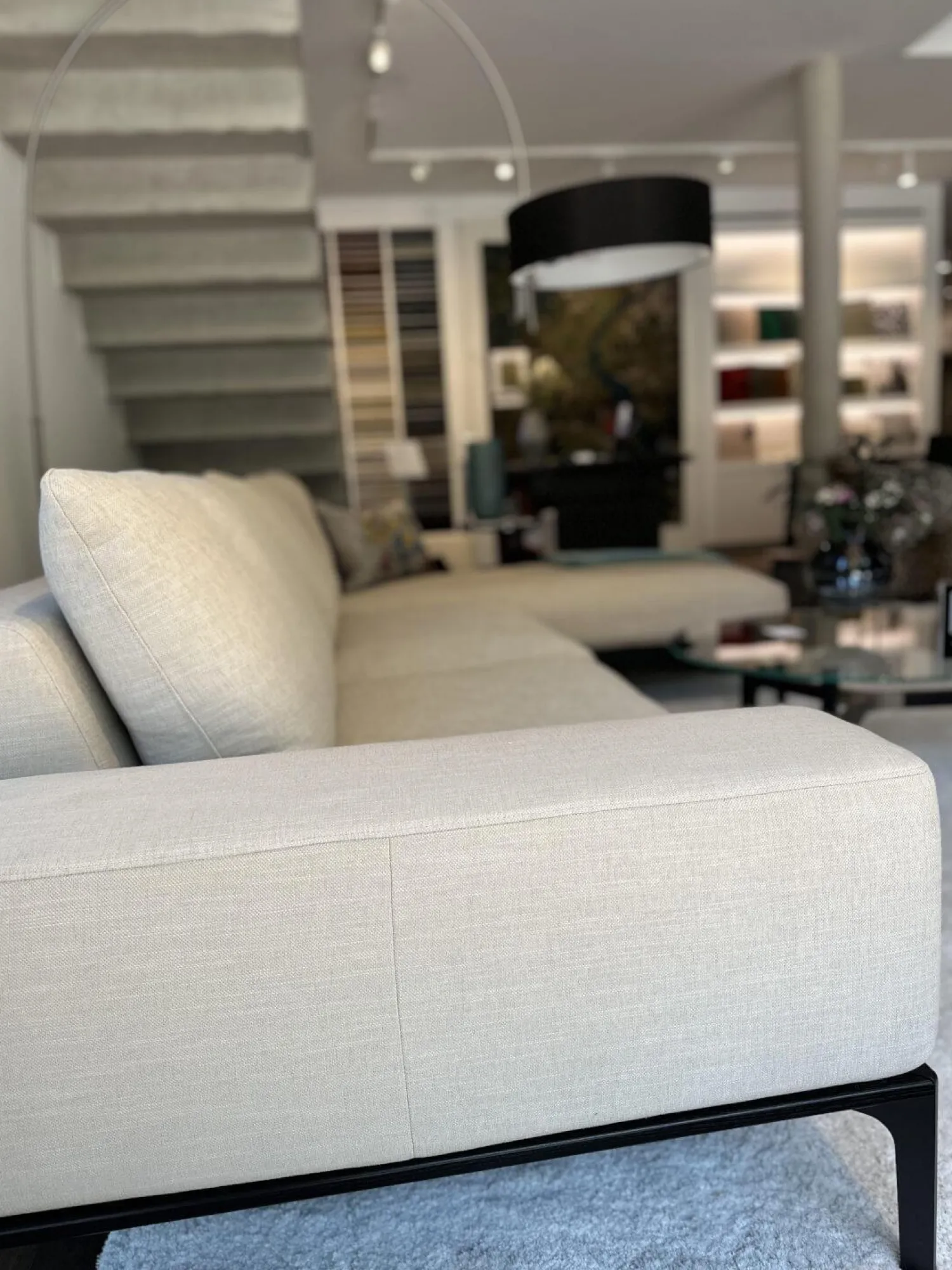 Bielefelder Werkstätten Ecksofas|Ecksofa Spirit Stoff Bonito 9 6007 171 Beige Metallfuß Matt Schwarz Pulverbeschichtet