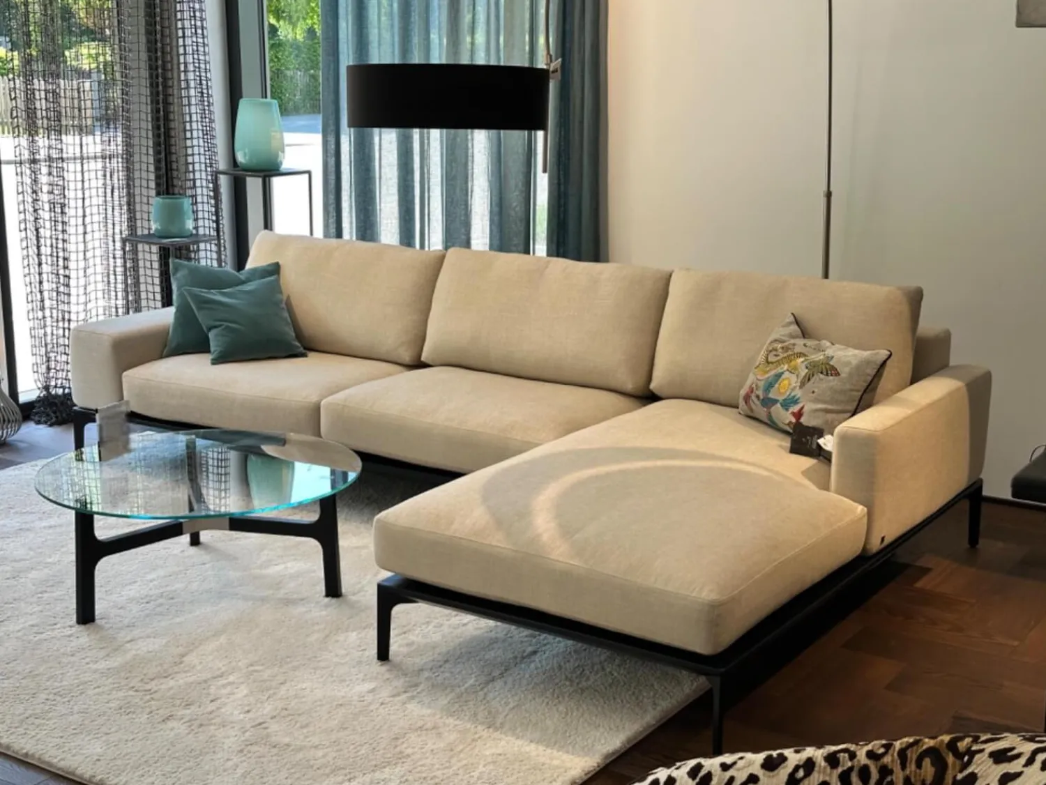 Bielefelder Werkstätten Ecksofas|Ecksofa Spirit Stoff Bonito 9 6007 171 Beige Metallfuß Matt Schwarz Pulverbeschichtet