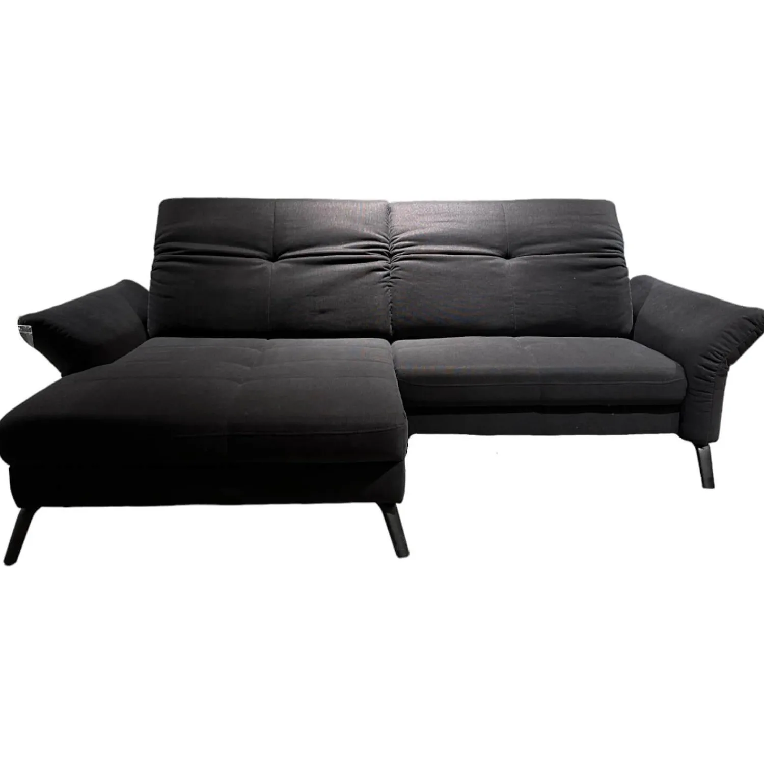 set one by Musterring Ecksofas|Ecksofa Stoff Cavallo Beage 06 Grau Metallfuß Schwarz Matt