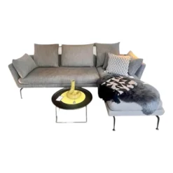 Vitra Ecksofas|Ecksofa Suita Stoff Corsaro F 80 Graphit Melange Grau Gestell Basic Dark Schwarz Inklusive Kissen