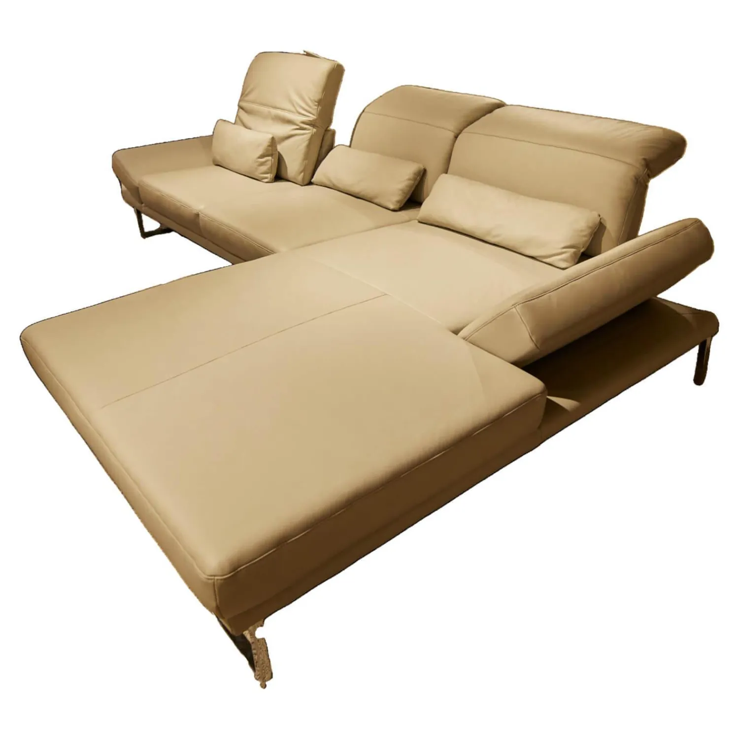 Candy Ecksofas|Ecksofa SW 744 Mallow Echtleder Mercury Light Grey Metallfuß