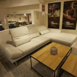 Candy Ecksofas|Ecksofa SW 744 Mallow Echtleder Mercury Light Grey Metallfuß