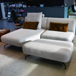 Signet Ecksofas|Ecksofa Taormina Stoff Livio Creme Grau Füße Schwarz Mit 1 Rückenkissen Und 2 Spitzkissen Stoff Genua Kupfer