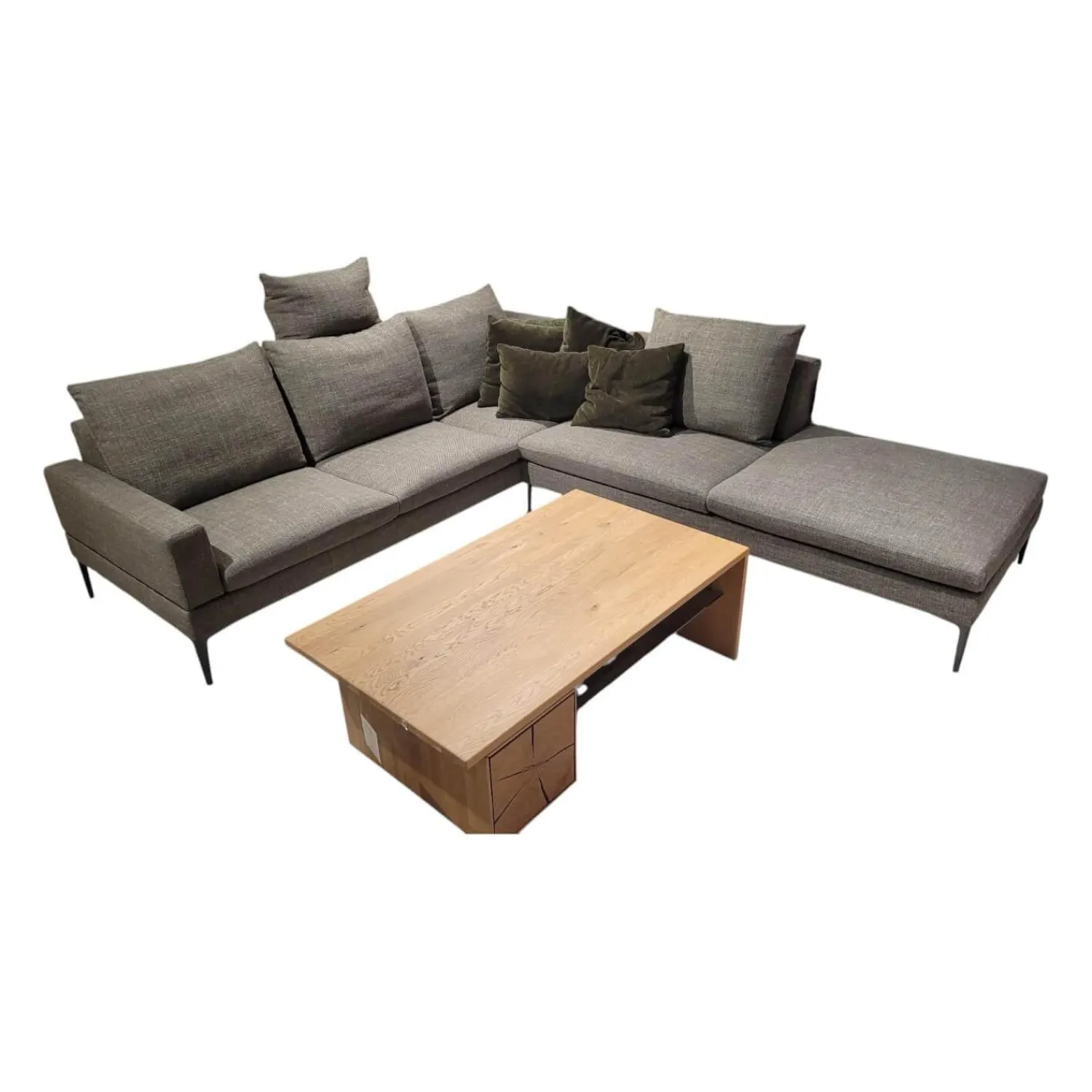 Jori Ecksofas|Ecksofa Tigra Landscape JR 2226 Stoff Siena C0006 Grau Grün Eckfuß Metall Schwarz Lackiert Mit Verstellbarer Armlehne
