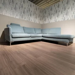 Schöner Wohnen-Kollektion Ecksofas|Ecksofa Timeless 7141 5453 Bezug Stoff Trend Light Blue Hellblau Metallfuß Chrombeschichtet Mit Kopfstütze