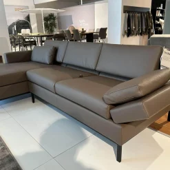 Brühl Ecksofas|Ecksofa Tomo Compact Leder Unit 5432 29 Braun Gestell Metall Schwarz Pulverbeschichtet Mit Verstellbarer Lehne