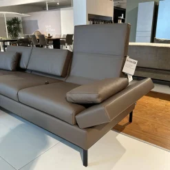 Brühl Ecksofas|Ecksofa Tomo Compact Leder Unit 5432 29 Braun Gestell Metall Schwarz Pulverbeschichtet Mit Verstellbarer Lehne