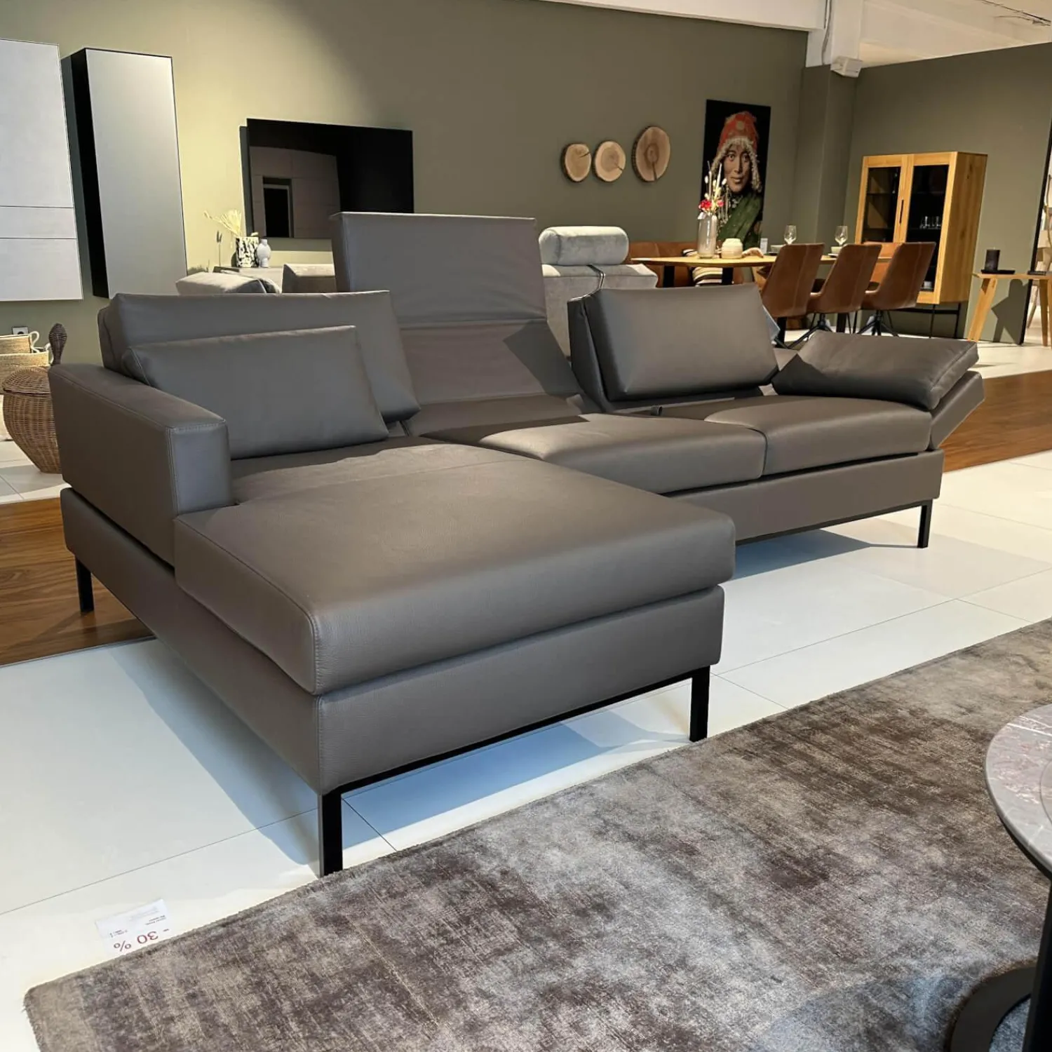 Brühl Ecksofas|Ecksofa Tomo Compact Leder Unit 5432 29 Braun Gestell Metall Schwarz Pulverbeschichtet Mit Verstellbarer Lehne