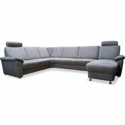 Zehdenick Ecksofas|Ecksofa Triest Tahiti Stoff Holiday Alu mit 2 Kopfstütze